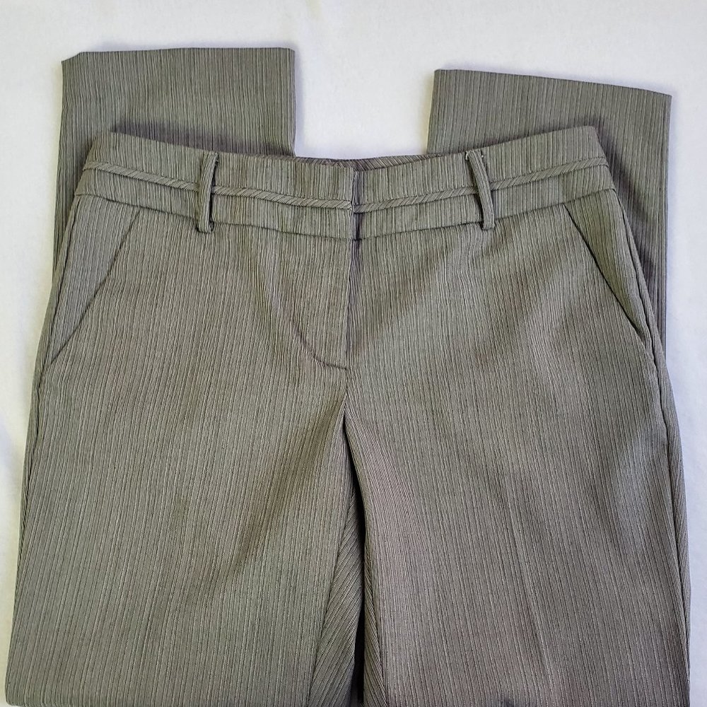 New York & Co Women Sz 2 Black White Pinstripe Straight Career Dress Pants